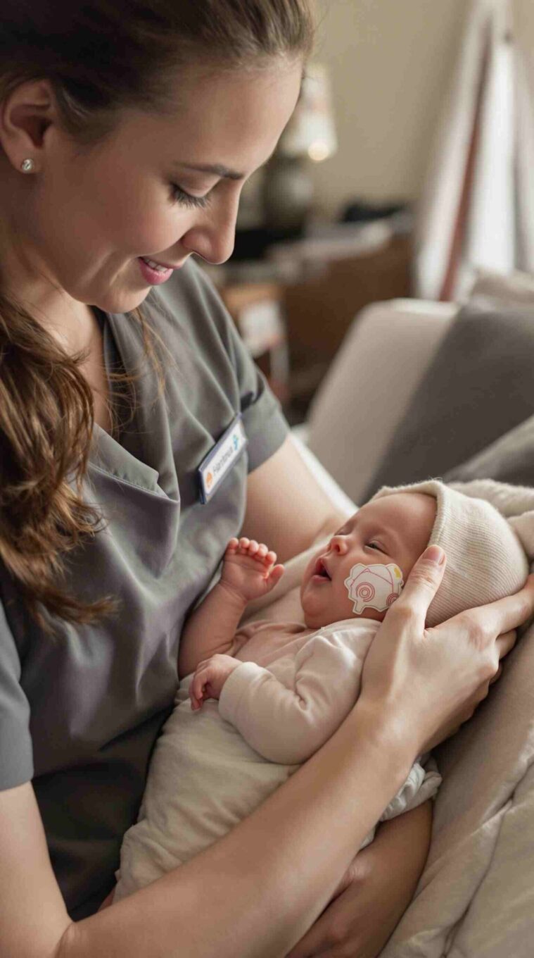 pediatric home health Care nurse with baby